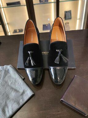 ELANROMAN Black Velvet Dress Shoes – Size 44 (EU) / US 10